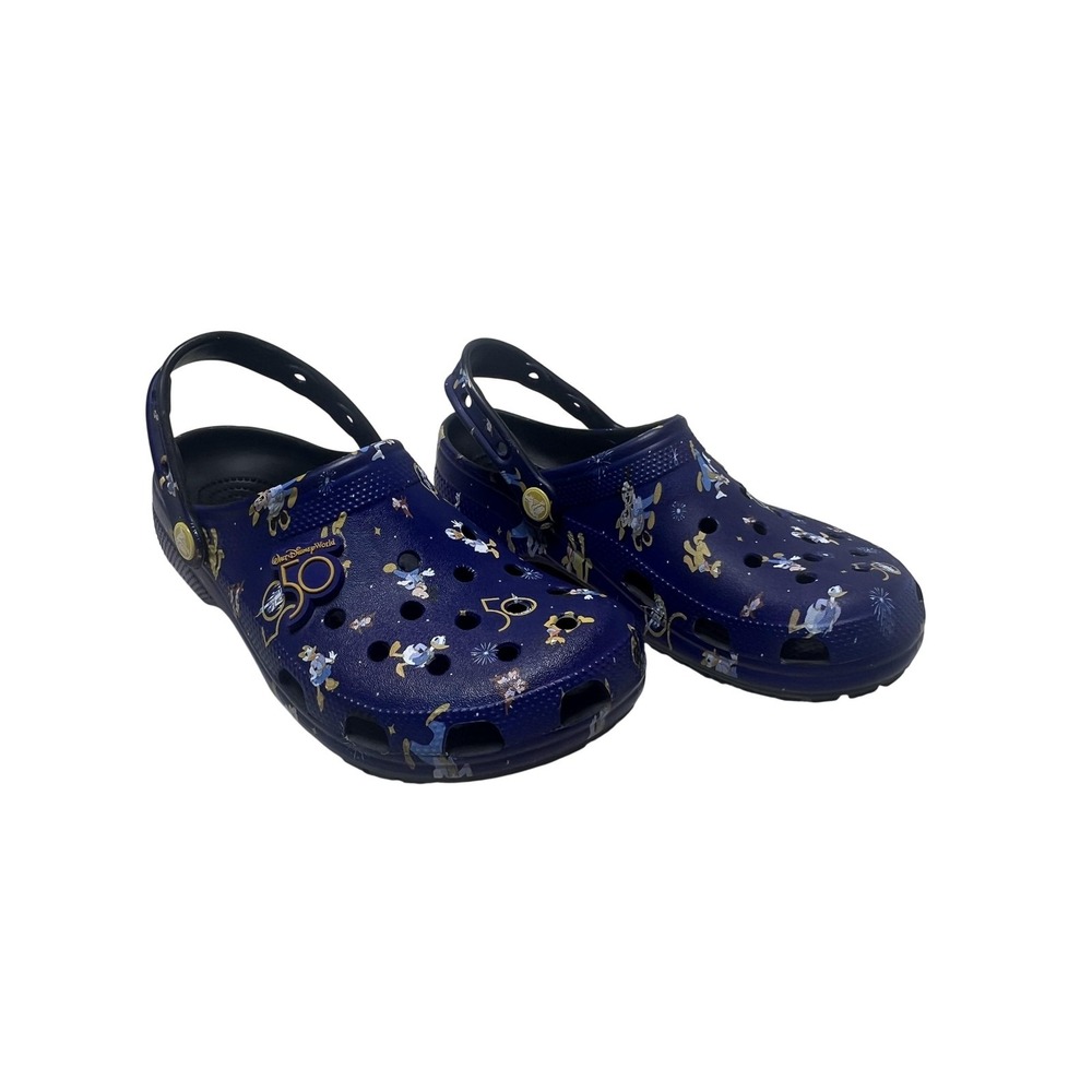 Crocs Classic Clog Shoes Womens 8 Mens 6 Blue Disney 50th Mickey Minnie Donald